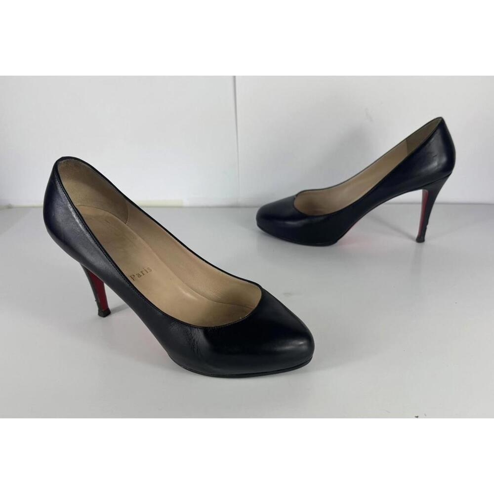 Christian Louboutin Black Leather Women's Simple Pump EU 39.5 US 9.5